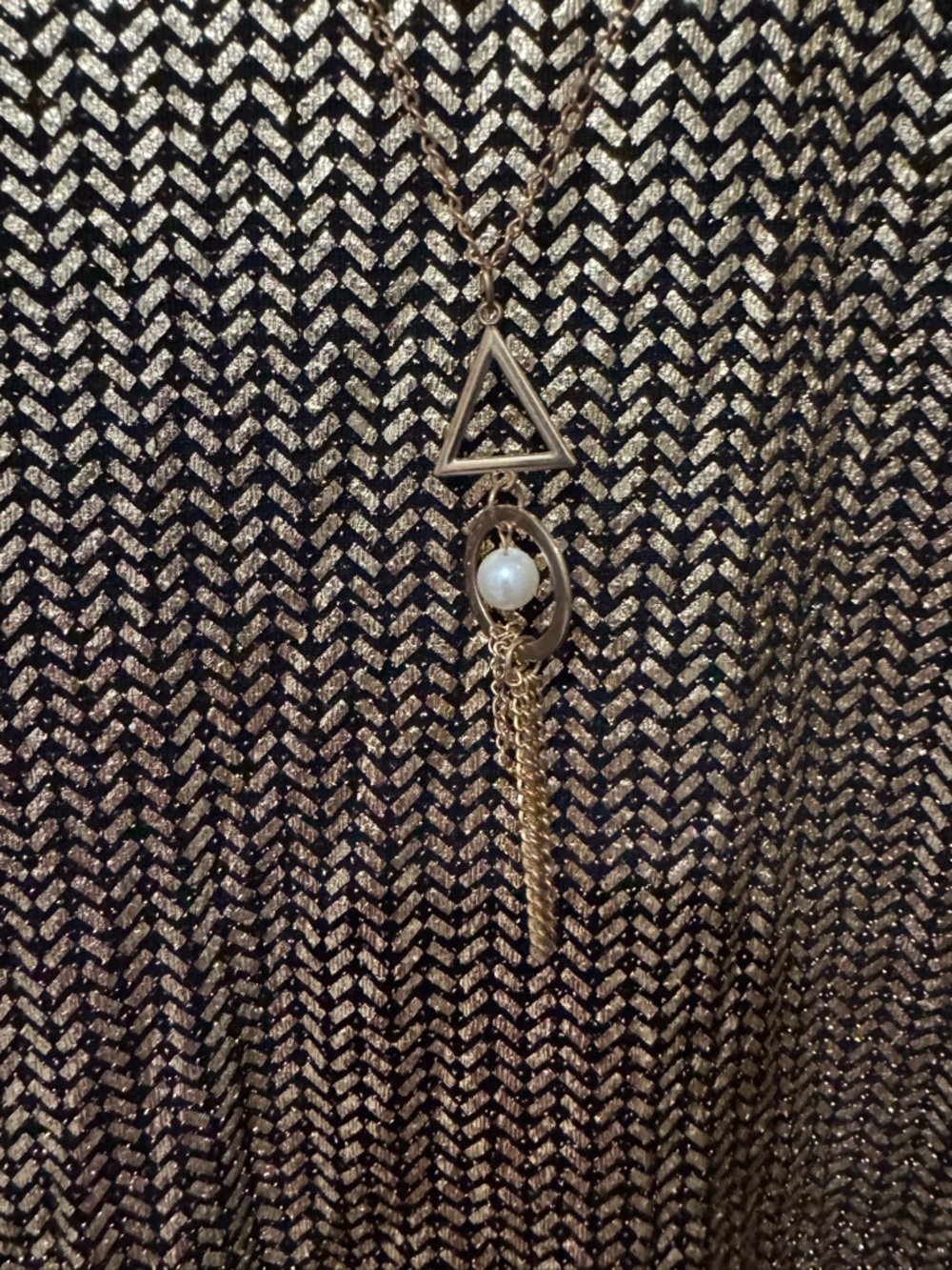 Metallic Knit Shift Dress - Gold & Black - Picture 3 of 4
